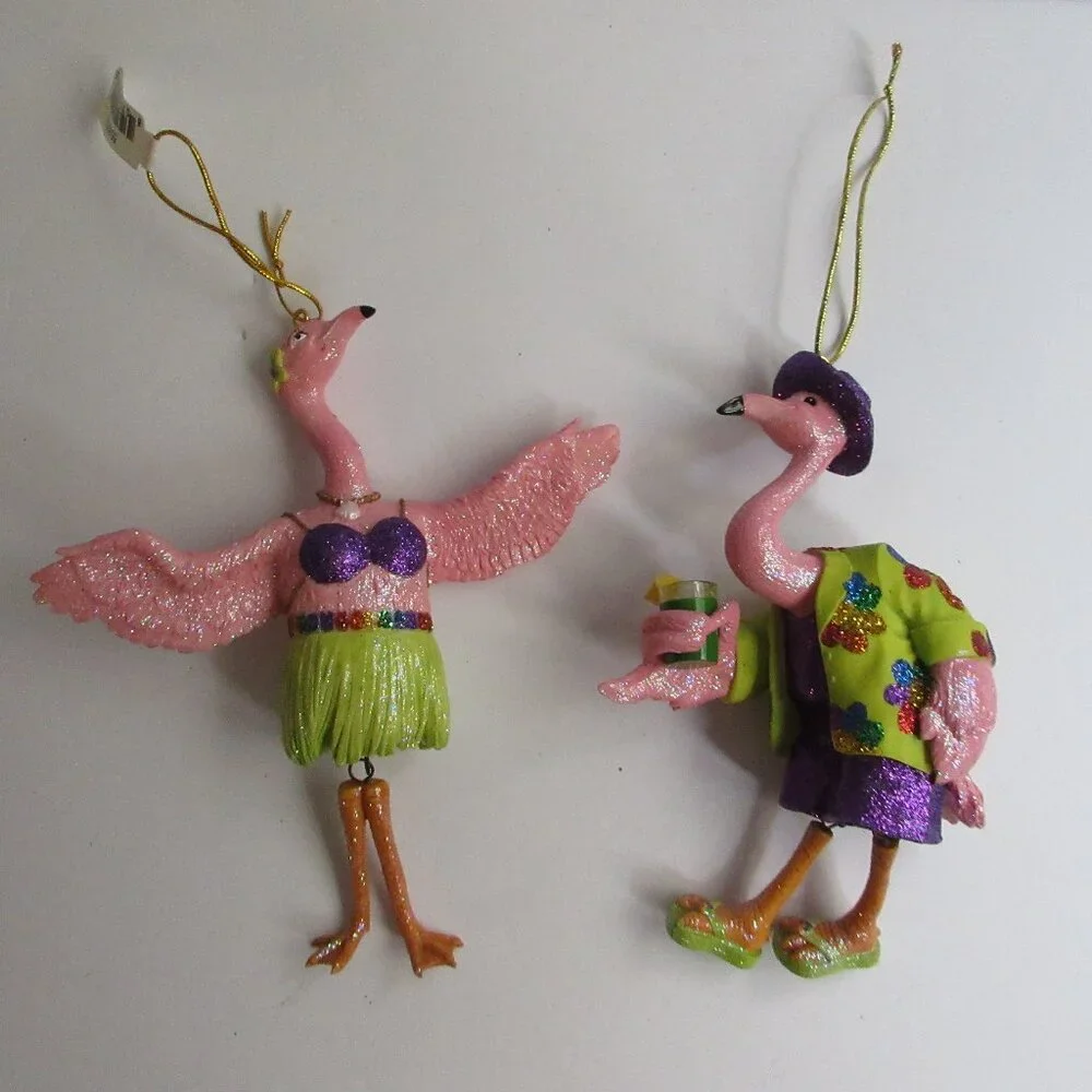 December Diamonds 2003 FELIPA & FELIPE THE FLAMINGO Christmas Ornaments - Picture 1 of 16
